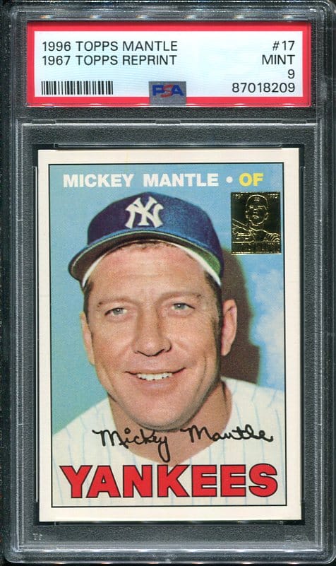 Reprint 1996 Topps Mantle #17 1967 Topps PSA 9 Baseball Card