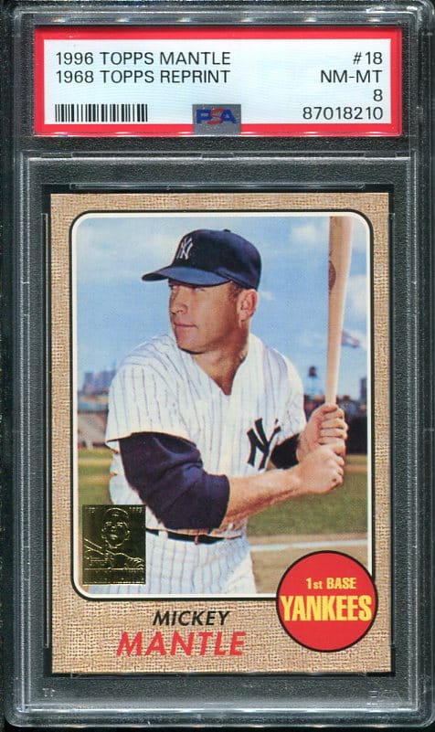 Reprint 1996 Topps Mantle #18 1968 Topps PSA 8 Baseball Card