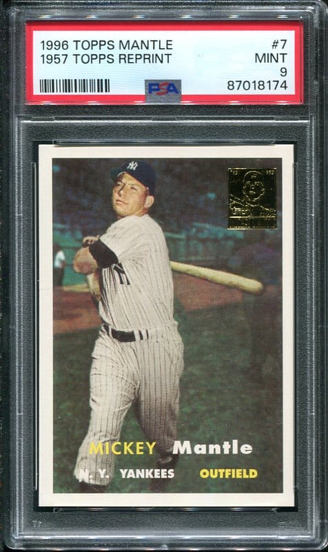 Reprint 1996 Topps Mantle #7 1957 Topps PSA 9 Baseball Card