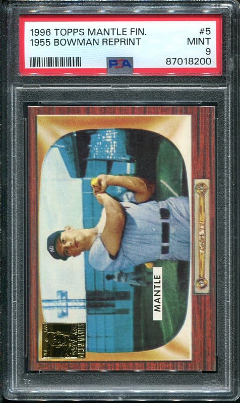 Reprint 1996 Topps Mantle #5 1955 Bowman PSA 9 Baseball Card