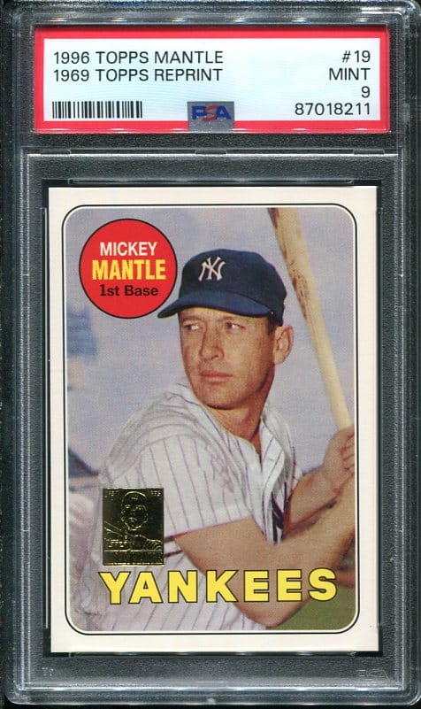 Reprint 1996 Topps Mantle #19 1969 Topps PSA 9 Baseball Card