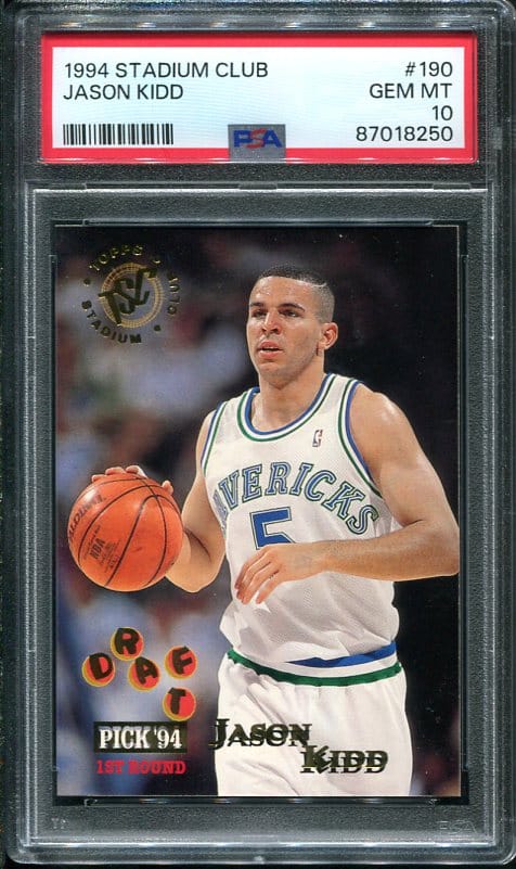 Authentic 1994 Stadium Club #190 Jason Kidd Rookie PSA 10 Basketball Card