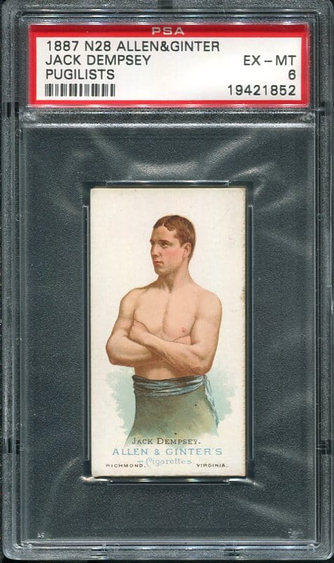 Authentic 1887 N28 Allen & Ginter Jack Dempsey Pugilists PSA 6 Boxing Card