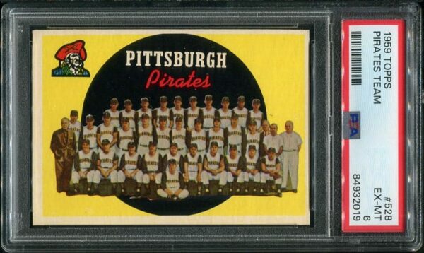 Authentic 1959 Topps #528 Pirates Team PSA 6 Vintage Baseball Card