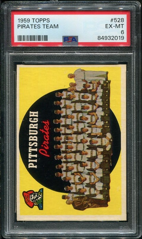 Authentic 1959 Topps #528 Pirates Team PSA 6 Vintage Baseball Card