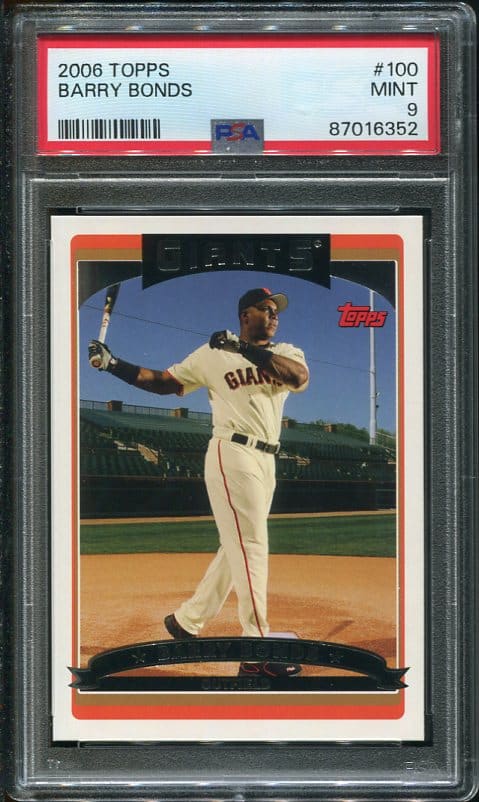 Authentic 2006 Topps #100 Barry Bonds PSA 9 Baseball Card