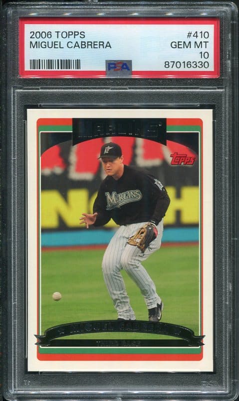 Authentic 2006 Topps #410 Miguel Cabrera PSA 10 Baseball Card