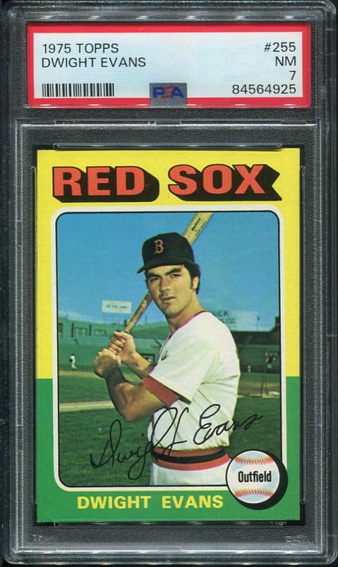 Authentic 1975 Topps #255 Dwight Evans PSA 7 Rookie Baseball Card