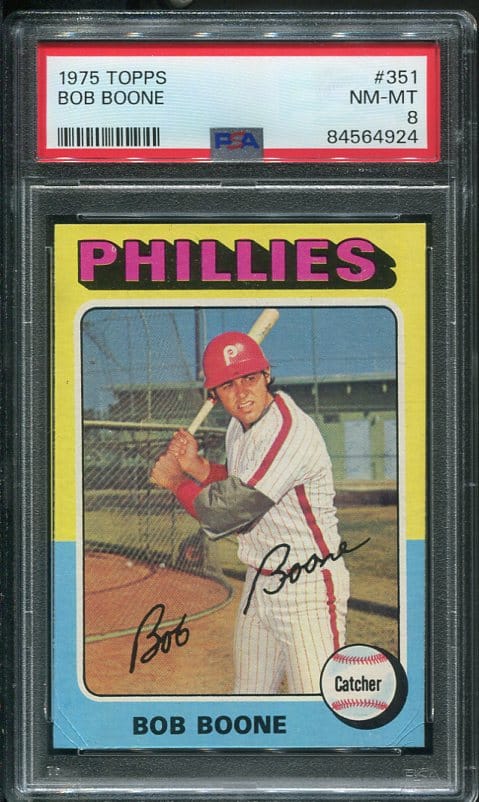 Authentic 1975 Topps #351 Bob Boone PSA 8 Rookie Baseball Card