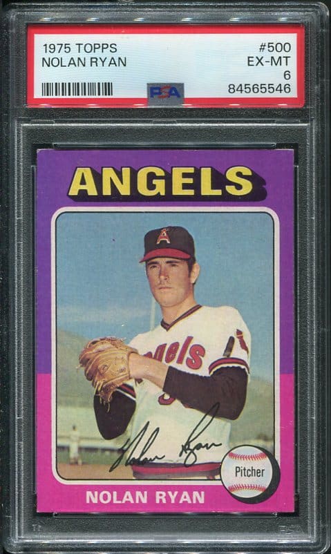 Authentic 1975 Topps #500 Nolan Ryan PSA 6 Baseball Card