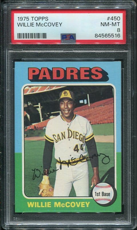 Authentic 1975 Topps #450 Willie McCovey PSA 8 Baseball Card