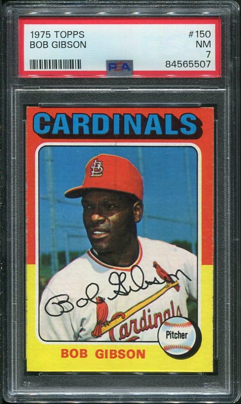 Authentic 1975 Topps #150 Bob Gibson PSA 7 Baseball Card