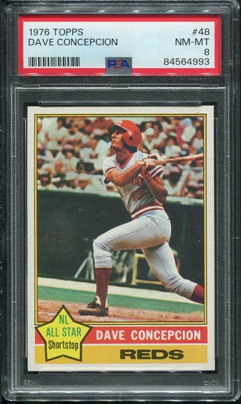 Authentic 1976 Topps #48 Dave Concepcion PSA 8 Baseball Card