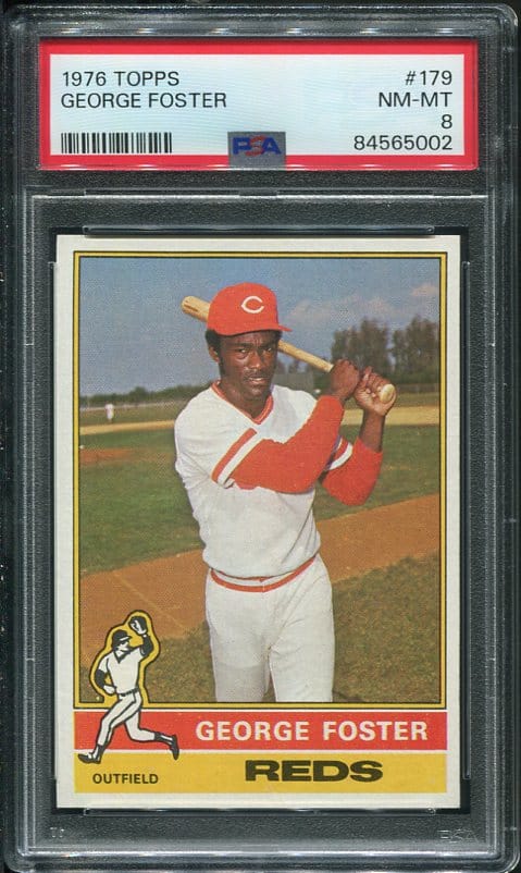 Authentic 1976 Topps #179 George Foster PSA 8 Baseball Card