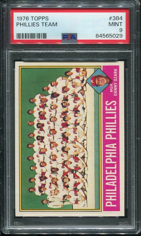 Authentic 1976 Topps #384 Phillies Team PSA 9 Baseball Card