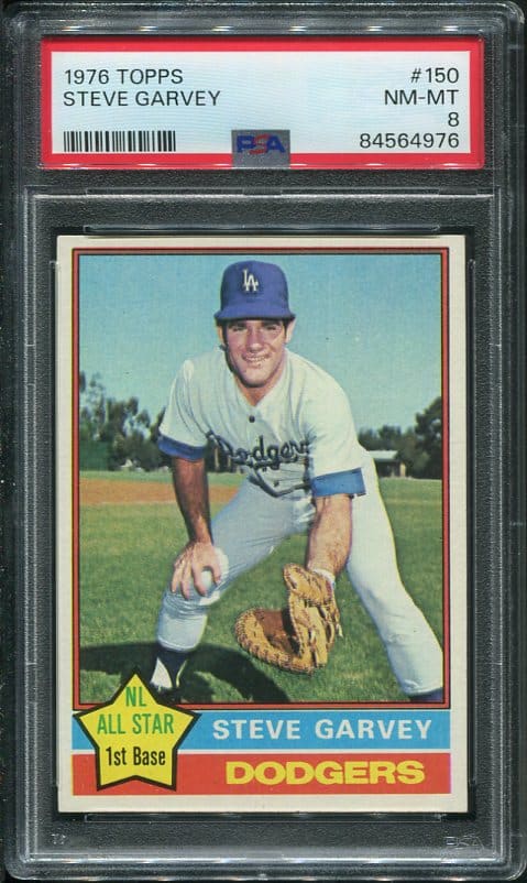 Authentic 1976 Topps #150 Steve Garvey PSA 8 Baseball Card