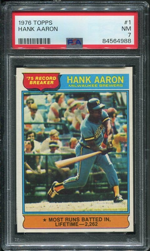 Authentic 1976 Topps #1 Hank Aaron PSA 7 Baseball Card