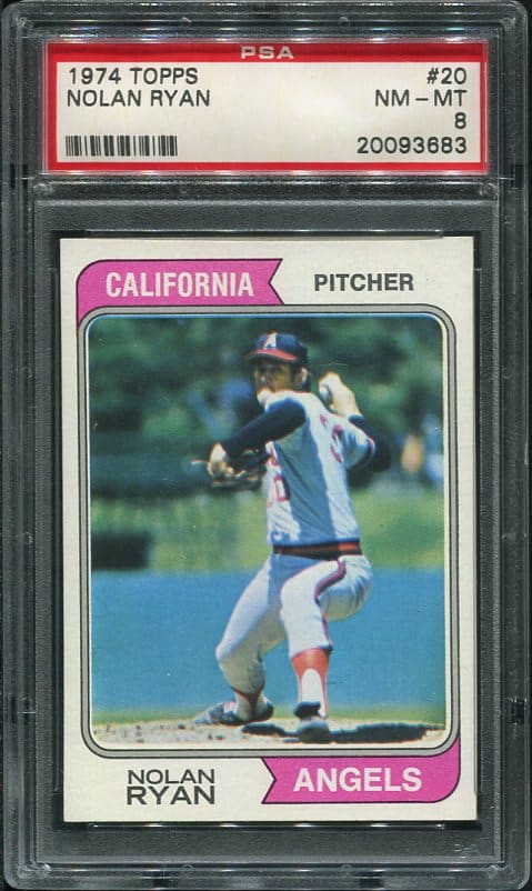 Authentic 1974 Topps #20 Nolan Ryan PSA 8 Baseball Card