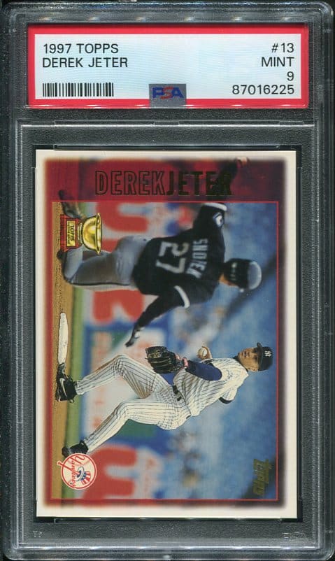 Authentic 1997 Topps #13 Derek Jeter PSA 9 Baseball Card