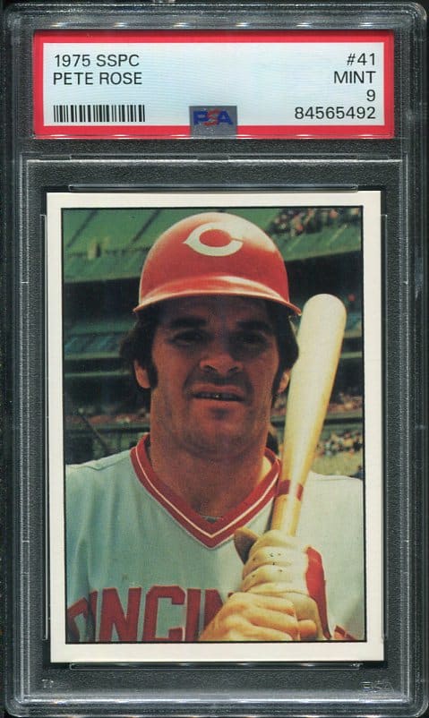 Authentic 1975 SSPC #41 Pete Rose PSA 9 Baseball Card