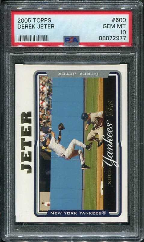 Authentic 2005 Topps #600 Derek Jeter PSA 10 Baseball Card