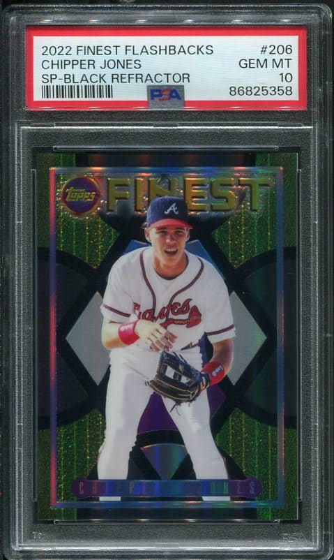 2022 Finest Flashbacks #206 Black Refractor Chipper Jones PSA 10 Baseball Card