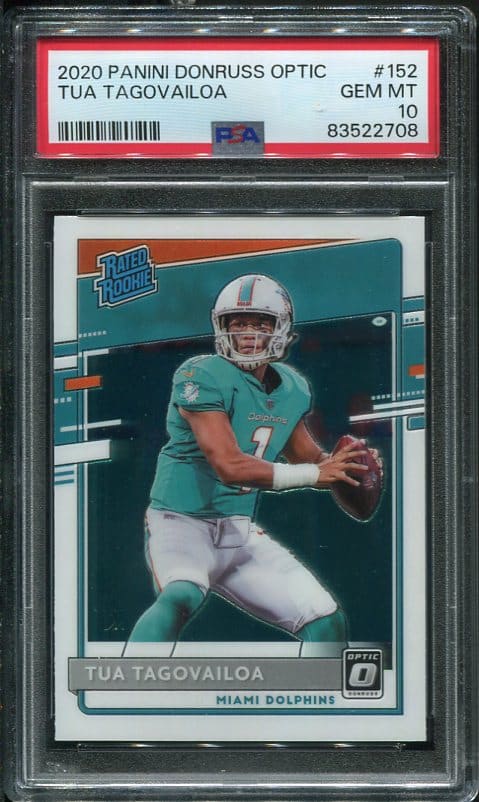 Authentic 2020 Panini Donruss Optic #152 Tua Tagovailoa PSA 10 Rookie Football Card