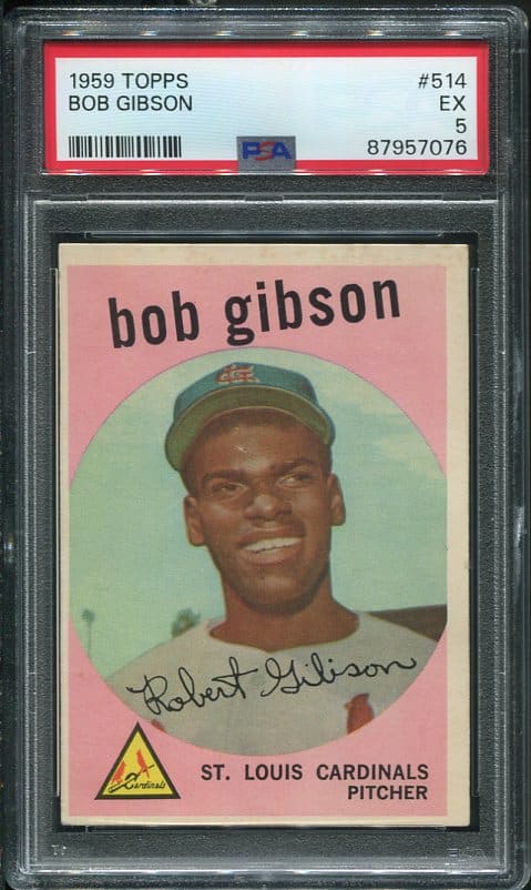 Authentic 1959 Topps #514 Bob Gibson PSA 5 Rookie Baseball Card