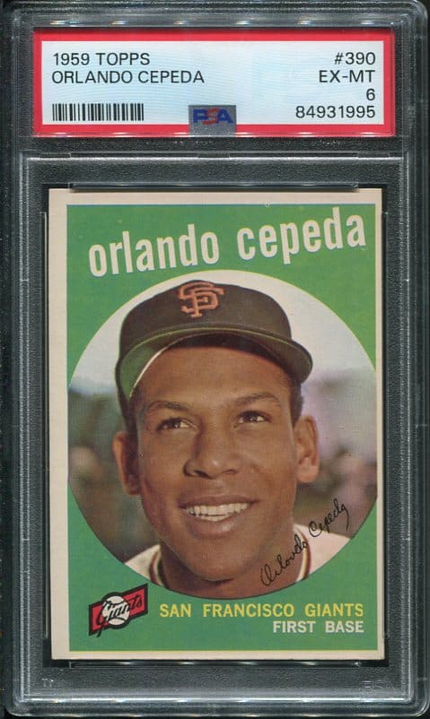 Authentic 1959 Topps #390 Orlando Cepeda PSA 6 Baseball Card