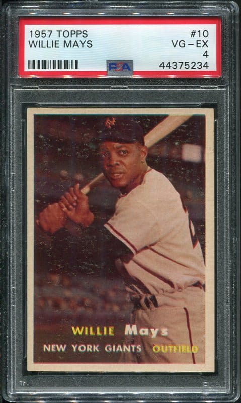 Authentic 1957 Topps #10 Willie Mays PSA 4 Baseball Card