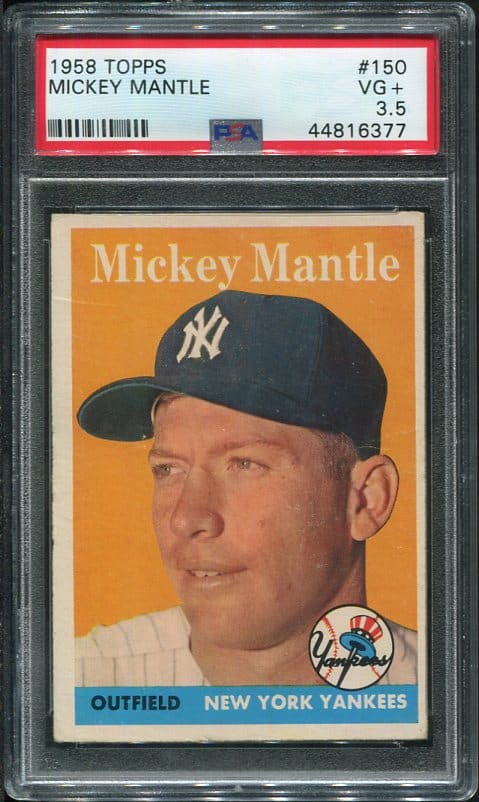 Authentic 1958 Topps #150 Mickey Mantle PSA 3.5 Vintage Baseball Card