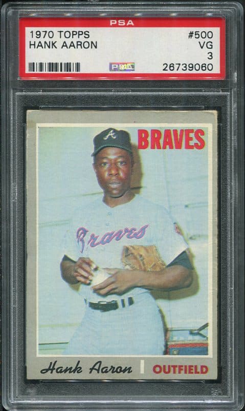 Authentic 1970 Topps #500 Hank Aaron PSA 3 Baseball Card