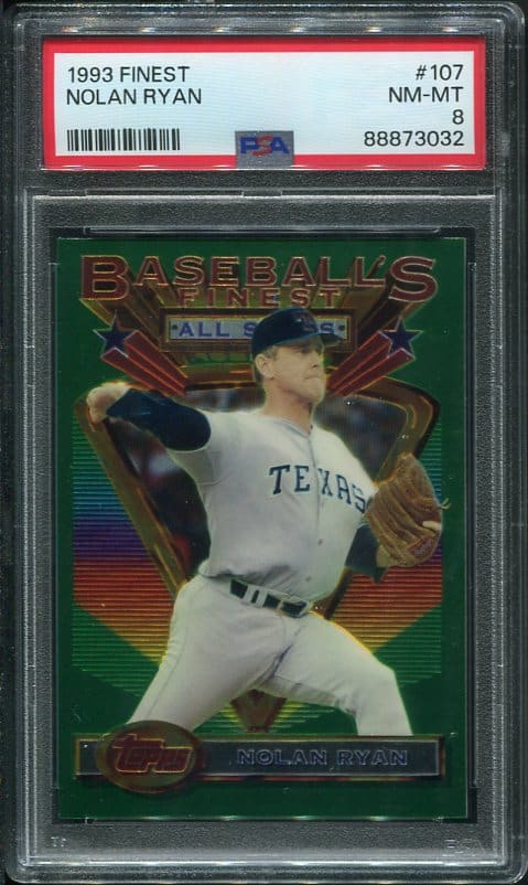 Authentic 1993 Finest #107 Nolan Ryan PSA 8 Baseball Card