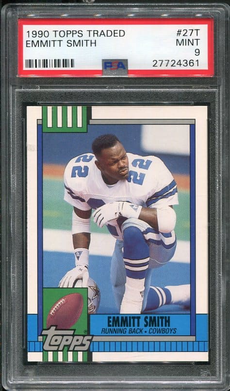 Authentic 1990 Topps Traded #27T Emmitt Smith PSA 9 Rookie Football Card