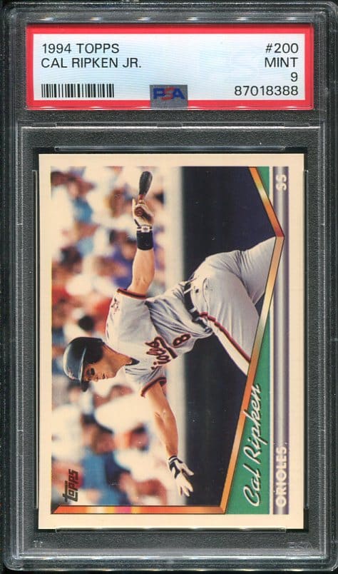 Authentic 1994 Topps #200 Cal Ripken Jr PSA 9 Baseball Card