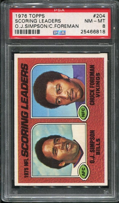 Authentic 1976 Topps #204 OJ Simpson PSA 8 Football Card