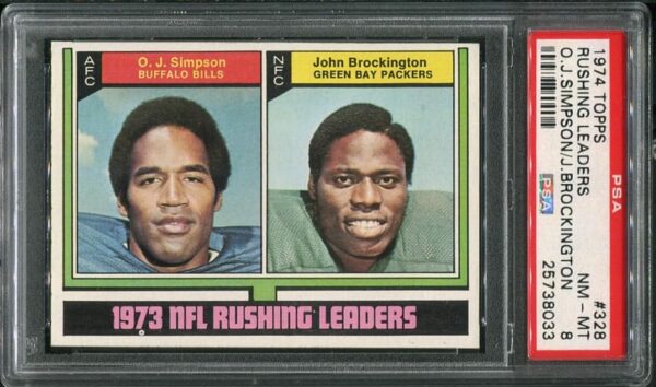 Authentic 1974 Topps #328 OJ Simpson PSA 8 Football Car