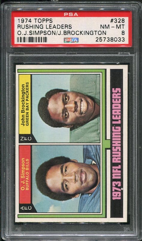 Authentic 1974 Topps #328 OJ Simpson PSA 8 Football Card