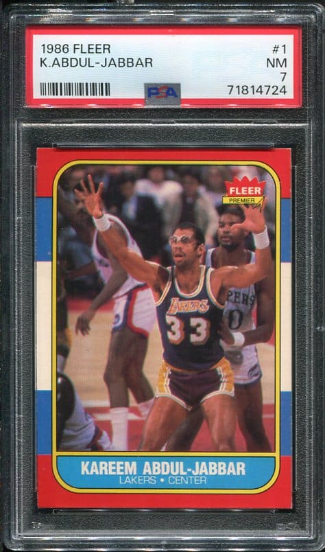 Authentic 1986 Fleer #1 Kareem Abdul-Jabbar PSA 7 Basketball Card