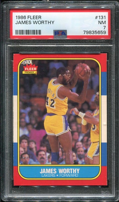 Authentic 1986 Fleer #131 James Worthy PSA 7 Rookie Basketball Card