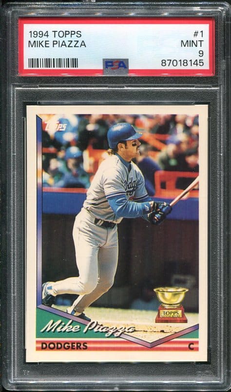 Authentic 1994 Topps #1 Mike Piazza PSA 9 Baseball Card