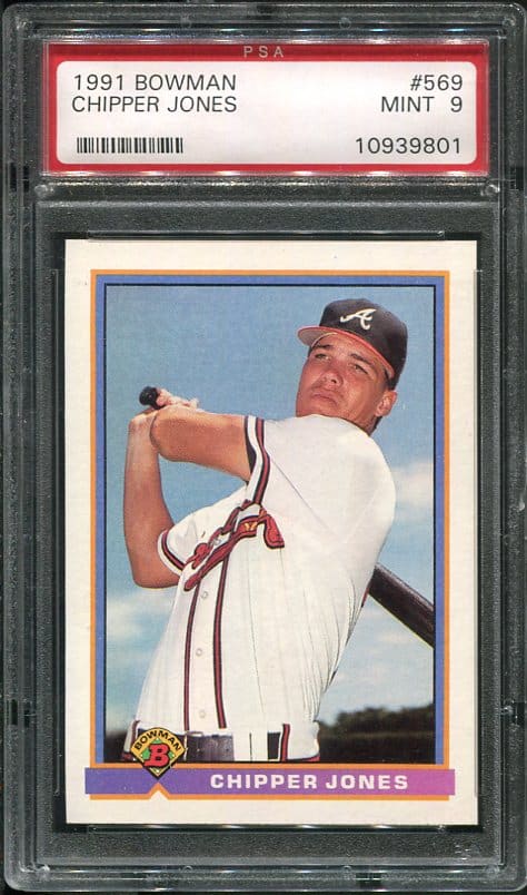 Authentic 1991 Bowman #569 Chipper Jones PSA 9 Rookie Baseball Card