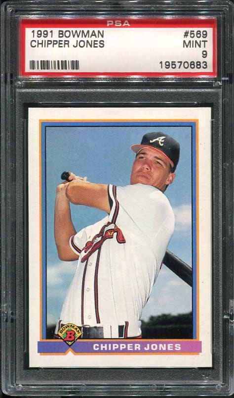 Authentic 1991 Bowman #569 Chipper Jones PSA 9 Rookie Baseball Card