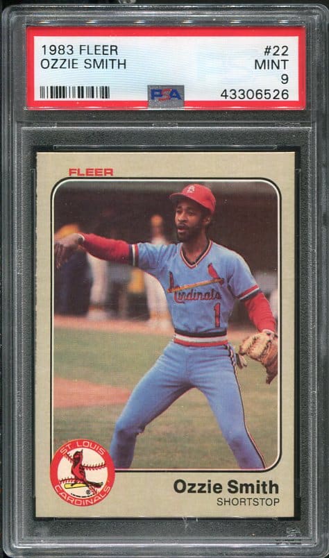 Authentic 1983 Fleer #22 Ozzie Smith PSA 9 Baseball Card