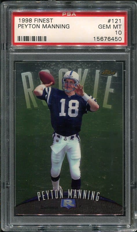 Authentic 1998 Finest #121 Peyton Manning PSA 10 Rookie Football Card