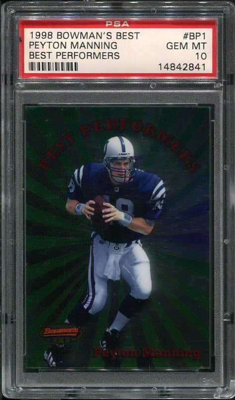 Authentic 1998 Bowman's Best Performers #BP1 Peyton Manning PSA 10 Football Card