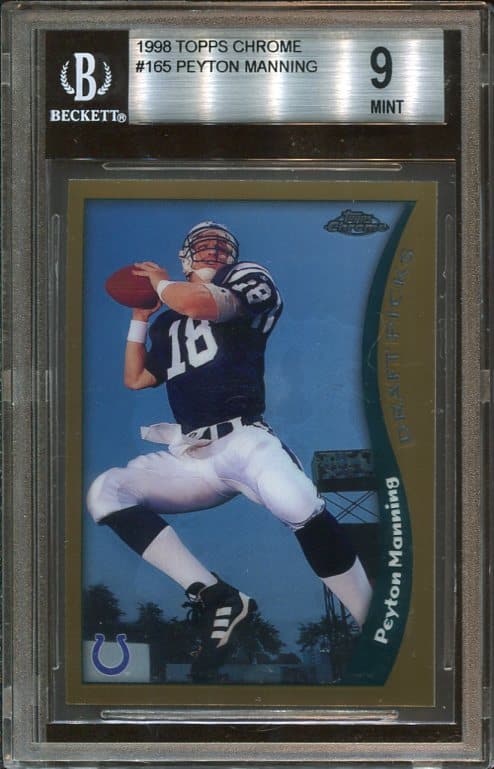 Authentic 1998 Topps Chrome #165 Peyton Manning BGS 9 Rookie Football Card