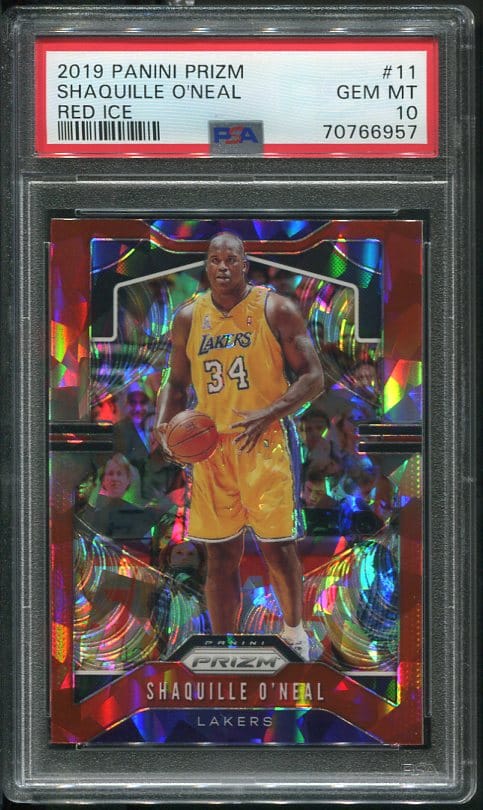 Authentic 2019 Panini Prizm Red Ice #11 Shaquille O'Neal PSA 10 Basketball Card