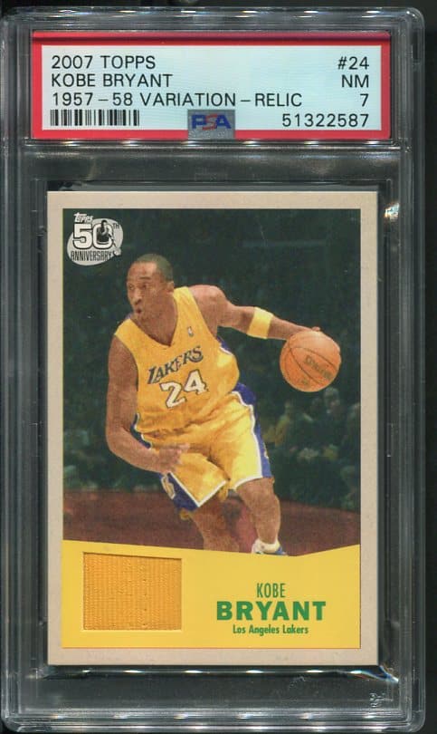 Authentic 2007 Topps #24 Kobe Bryant PSA 7 Relic Basketball Card