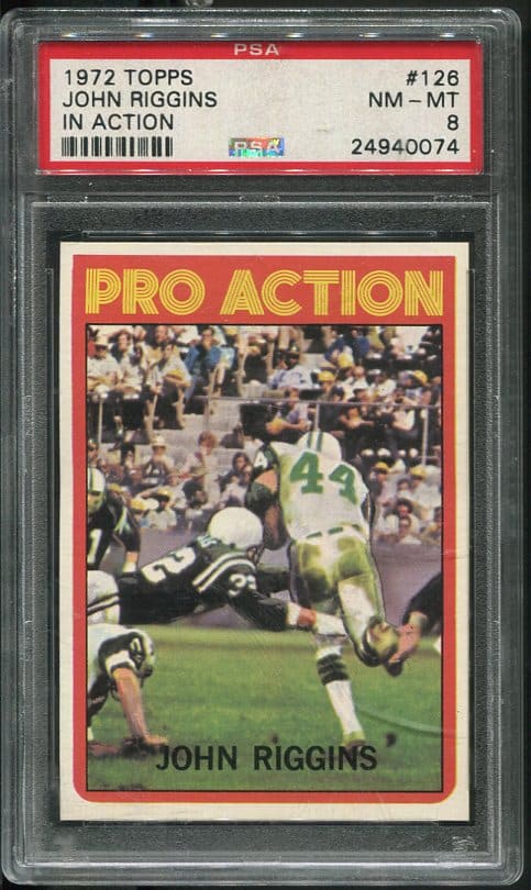 Authentic 1972 Topps #126 John Riggins In Action PSA 8 Football Card